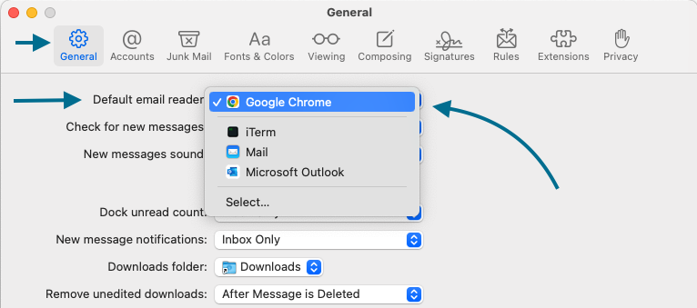 Default email app configuration on Mac