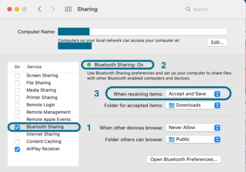 unable to send files from mobile to laptop via bluetooth