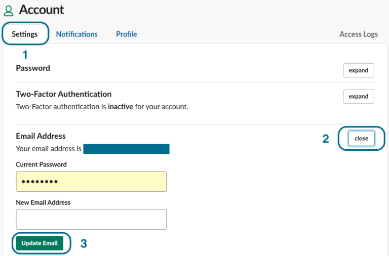 slack account settings